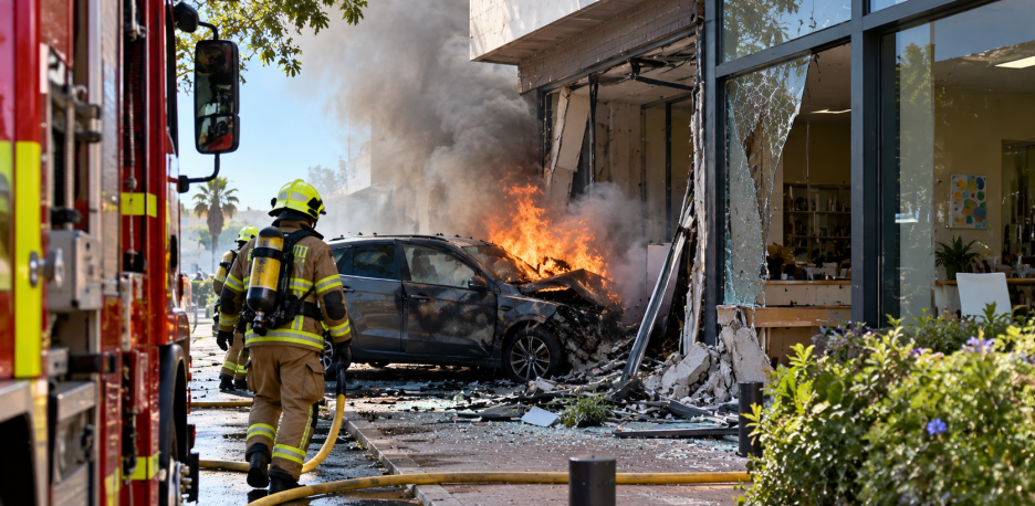 Un coche choca y arde en Sant Joan: dos positivos en alcohol