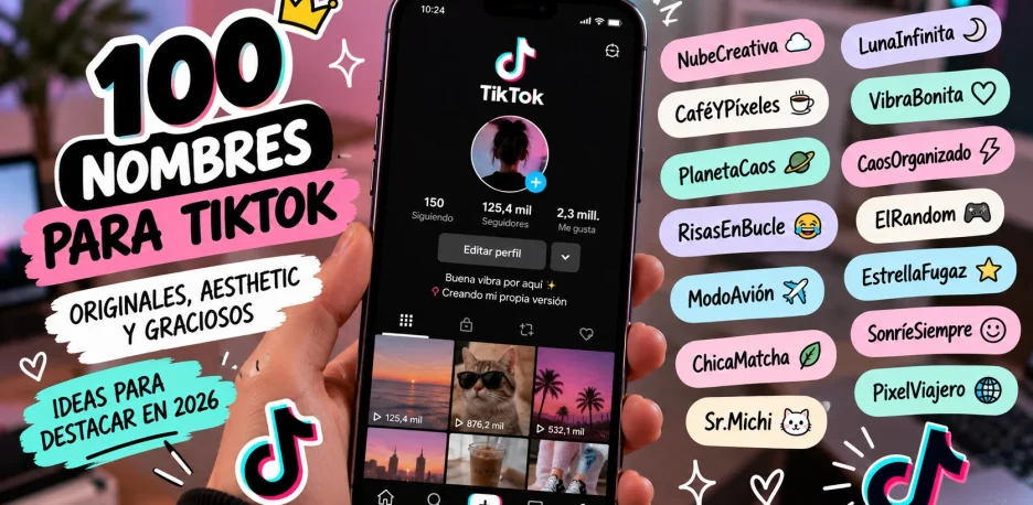 100 nombres para TikTok originales, aesthetic y graciosos
