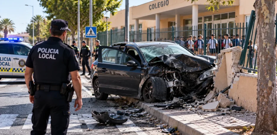 Huye a 180 km/h por Alicante y se estrella junto a un colegio