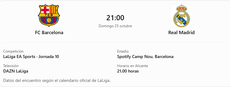 A qué hora juega hoy el Barcelona contra el Real Madrid